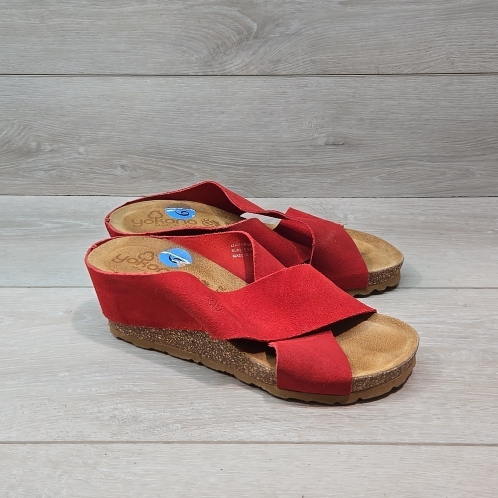 Yokono Women Spain Crisscross Leather Wedge Sandals shoes sz 6.5